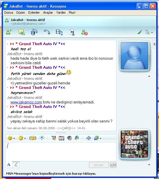  >>> MSN ROBOTU KÜFÜRBAZ ÇIKTI AMA KANKA OLDUK :D SS'Lİ
