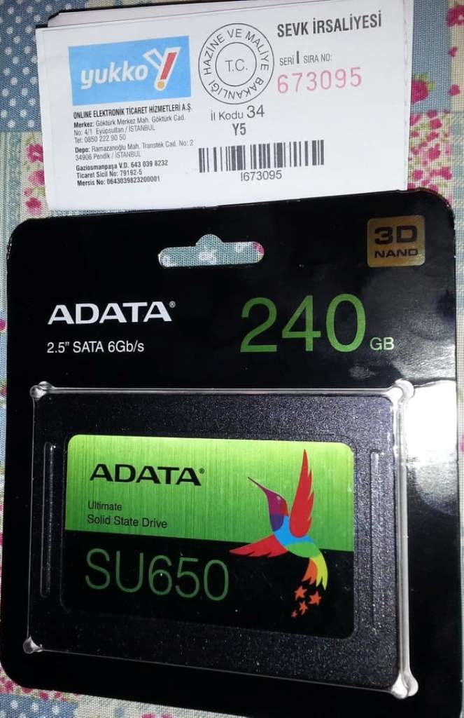 ADATA 240 GB SU650 SSD 23.03.2019 FATURALI - Resimli