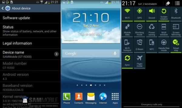 Galaxy S3 için Android 4.3 final güncellemesi internete sızdı
