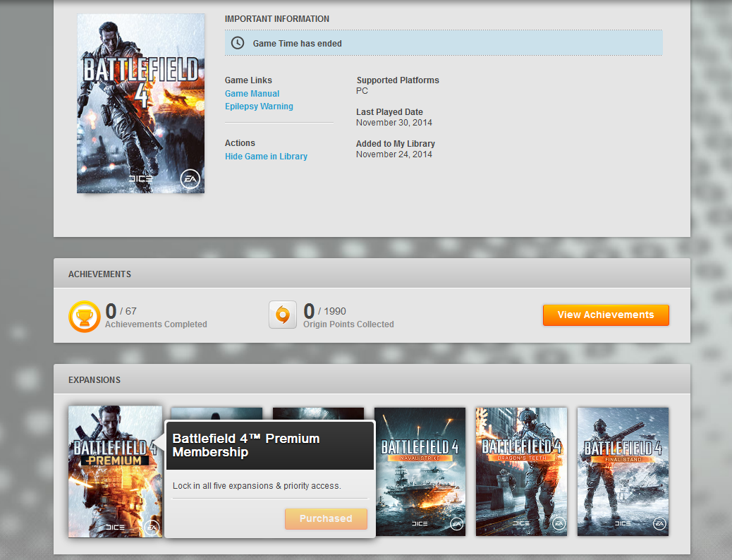  Battlefield 4 Premium aldım ancak origin'de gözükmüyor