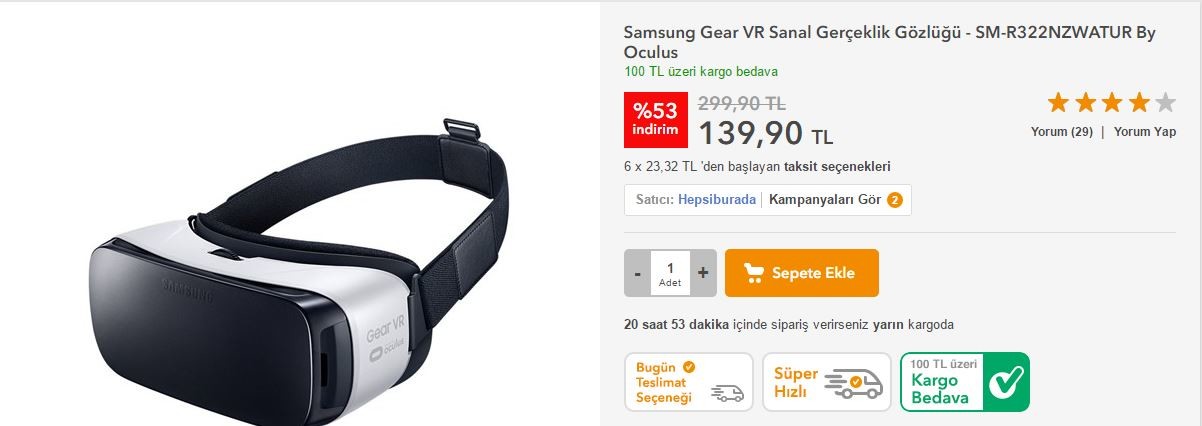  [SATİLDİ] SAMSUNG GEAR VR 2016 SM-R323