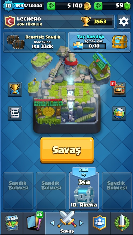 Full Efsanevili 3.500 Kupa üstü Yüksek seviyeli kartlar Clash Royale Hesabı SATILIK