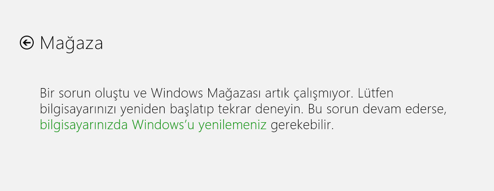  Windows Mağaza Çalışmıyor