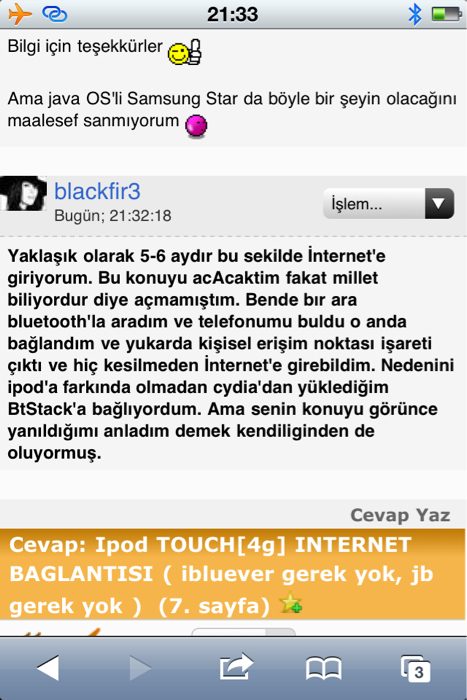  Ipod TOUCH[4g] INTERNET BAGLANTISI ( ibluever gerek yok, jb gerek yok )