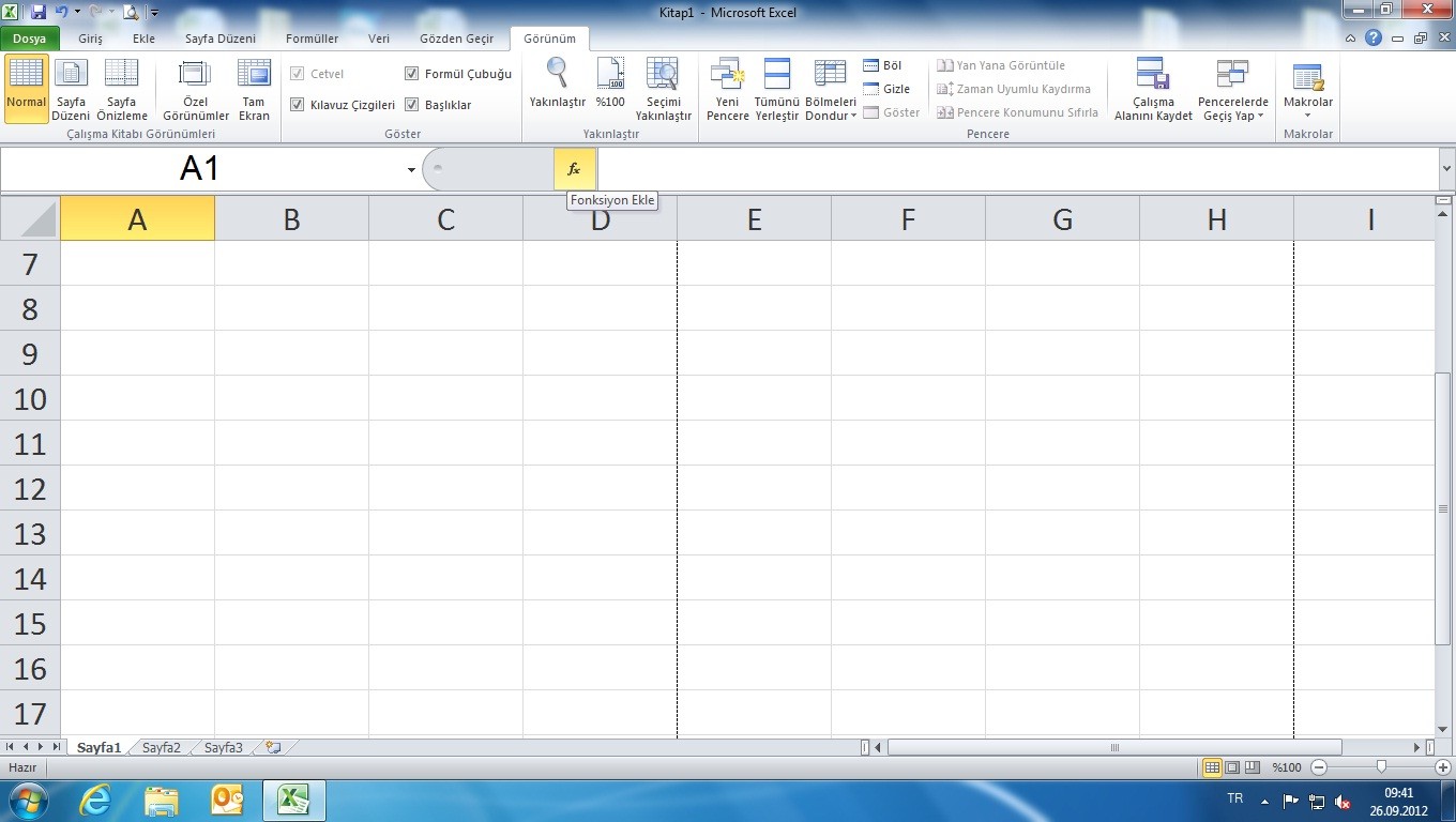 Excel 2010 büyük tablo problemi