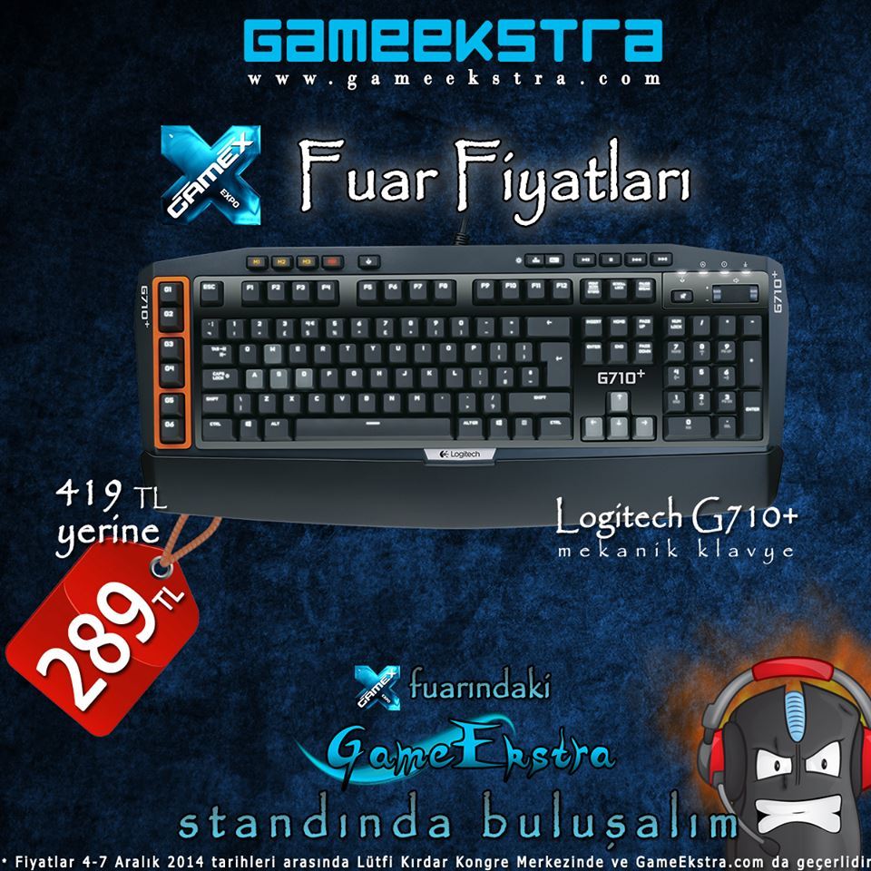  Logitech G710+ Gaming Klavye GameEkstra'da Özel Fiyatla!