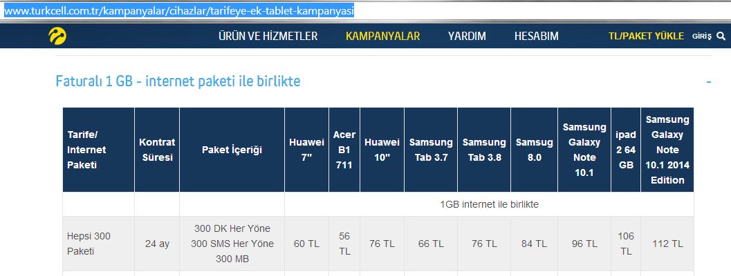  Turkcell tarifeye kampanyası ile Samsung tab3.8 mi yoksa Note 8 mi alınır?