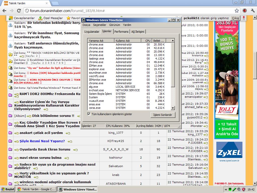  İşlemci ısınması ve chrome sorunu