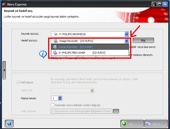  xp cdimi kopyalamak istiyorum