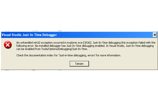 Visual studio just in time debugger ошибка