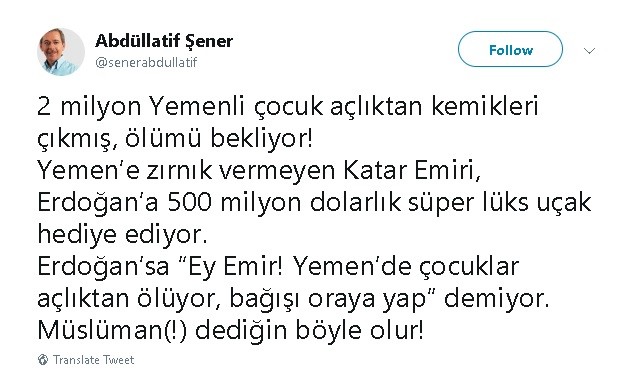 Şener'den Erdoğan'a uçak tepkisi: Müslüman(!) dediğin böyle olur!