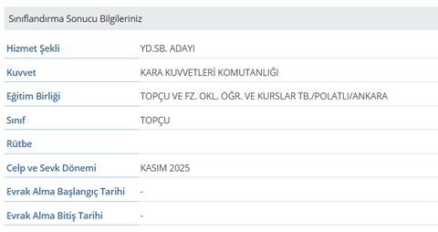 401. Dönem (Kasım 2025 Celbi)