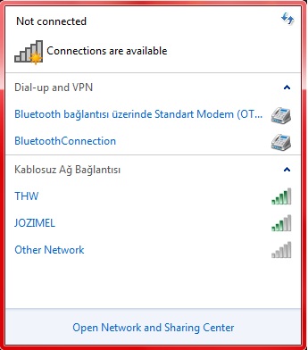  Windows 7 Tanımlanmayan Ağ Sorunu