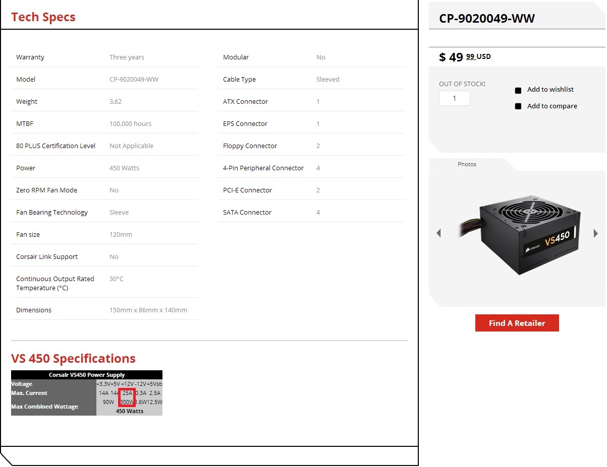  corsair VS-450w   HD 7850