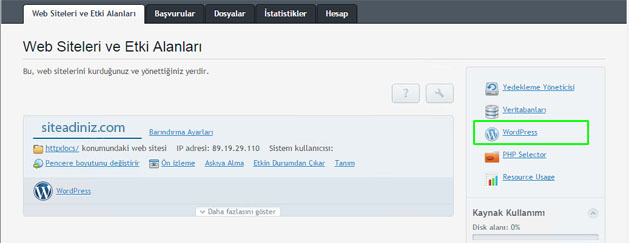  Plesk Panel'de Wordpress Kurulumu ---->