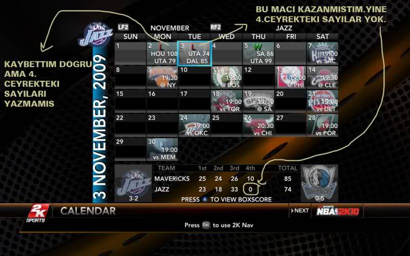  NBA 2K10 Fikstür Hatası.. Çok ilginç bir sorun.