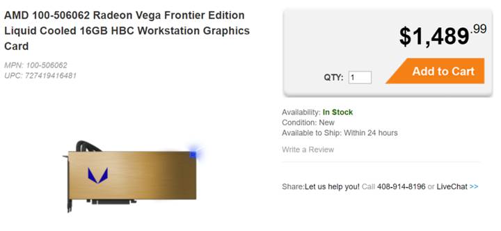 RX Vega Frontier Edition’un sıvı soğutmalı versiyonu satışta