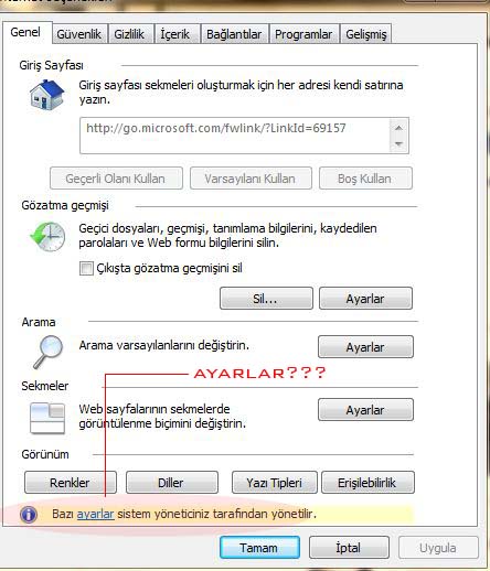  IExplorer Anasayfa Sorunu