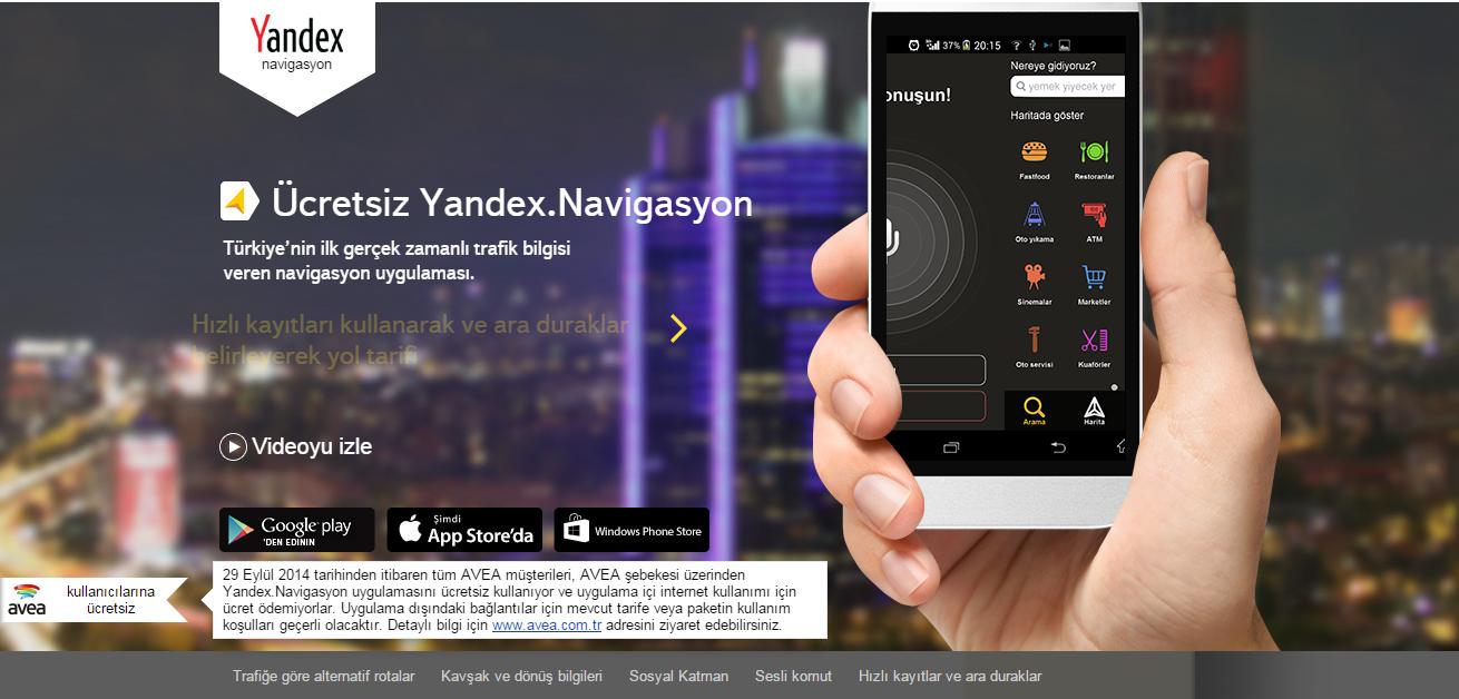  yandex navigasyon avea'lılara ücretsiz! (uygulamadaki veri kullanımına para almıyor)