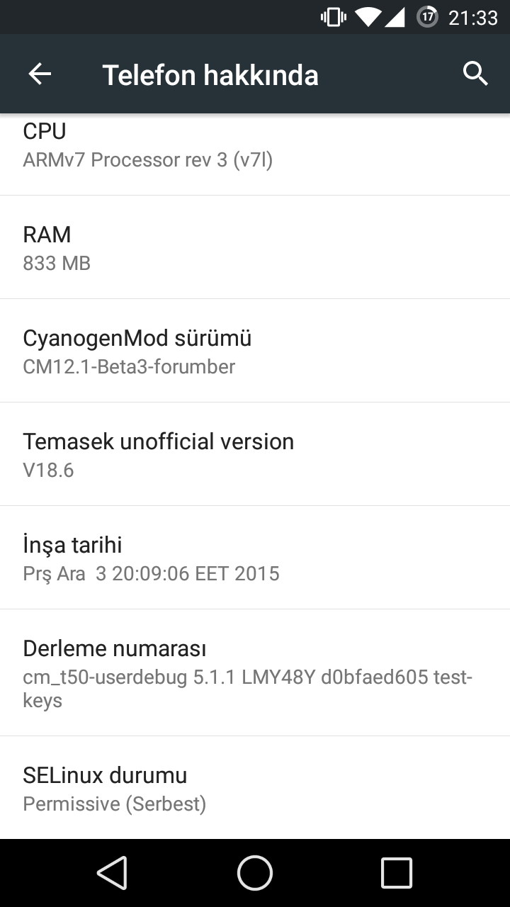 [2017.07.07] Turkcell T50 için CyanoganMod 12.1 (5.1.1), TWRP 3.0.2-3 ve Hafıza birleştirme