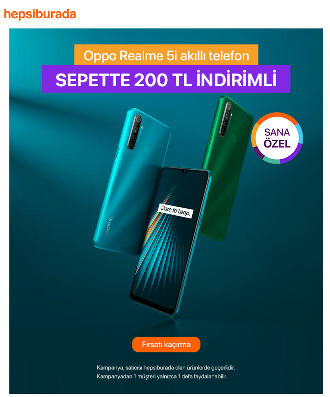 (1.999,00₺)Oppo Realme 5i 64 GB(Realme Türkiye Garantili) Kişiye özel olabilir