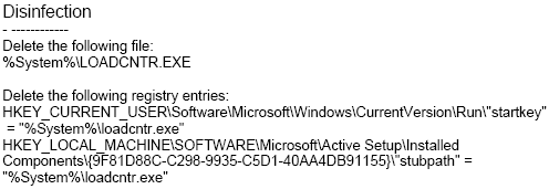  loadcntr.exe ve winbootcn32.exe trojanları silemiyorum.