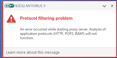  ESET NOD32 Antivirüs 'PROTOKOL FILTRELEME SORUNU' 'nun Çözümü var mı?