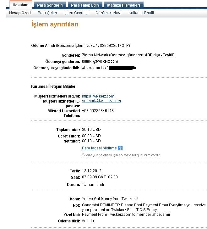  Ödeme Kanıtlı-TWICKERZ min. 0.10 cent!!  ve AYUWAGE ile günde 1 dolar