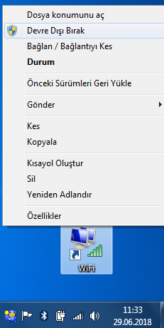 Windows 7 de WiFi ikonunu taskbar'a koyamıyorum (WinXP'de koyabiliyordum)