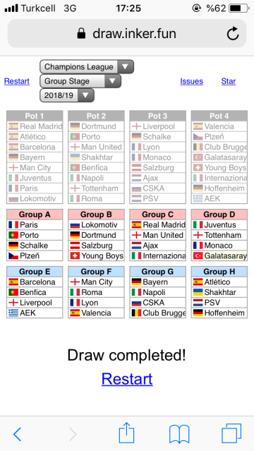 2018/19 Şampiyonlar Ligi Grup Tahmini
