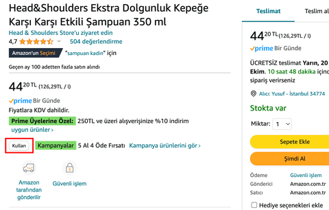 Amazon 350ml Haldır Şaldır 32.41TL 6 Adet Alımda