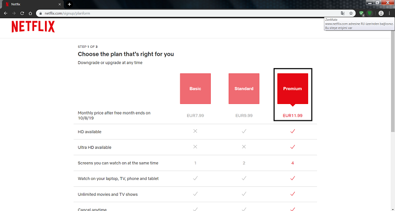 DE, FR, RU, USA, BEL ve Türkiye Netflix Fiyatları