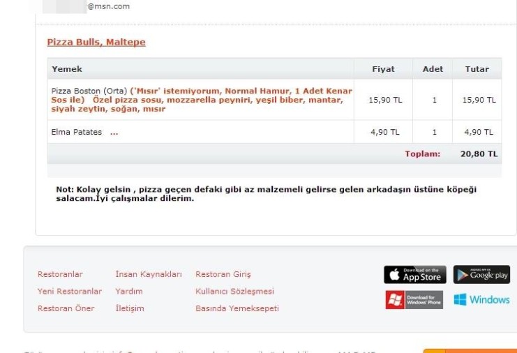  az önce kurye ye yaptığım olay