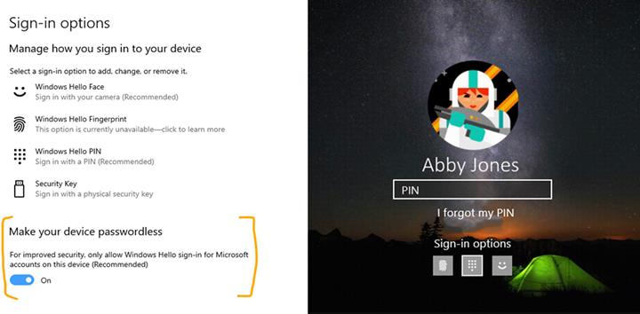 Microsoft, Windows 10'da parolasız oturum açma seçeneğini test ediyor