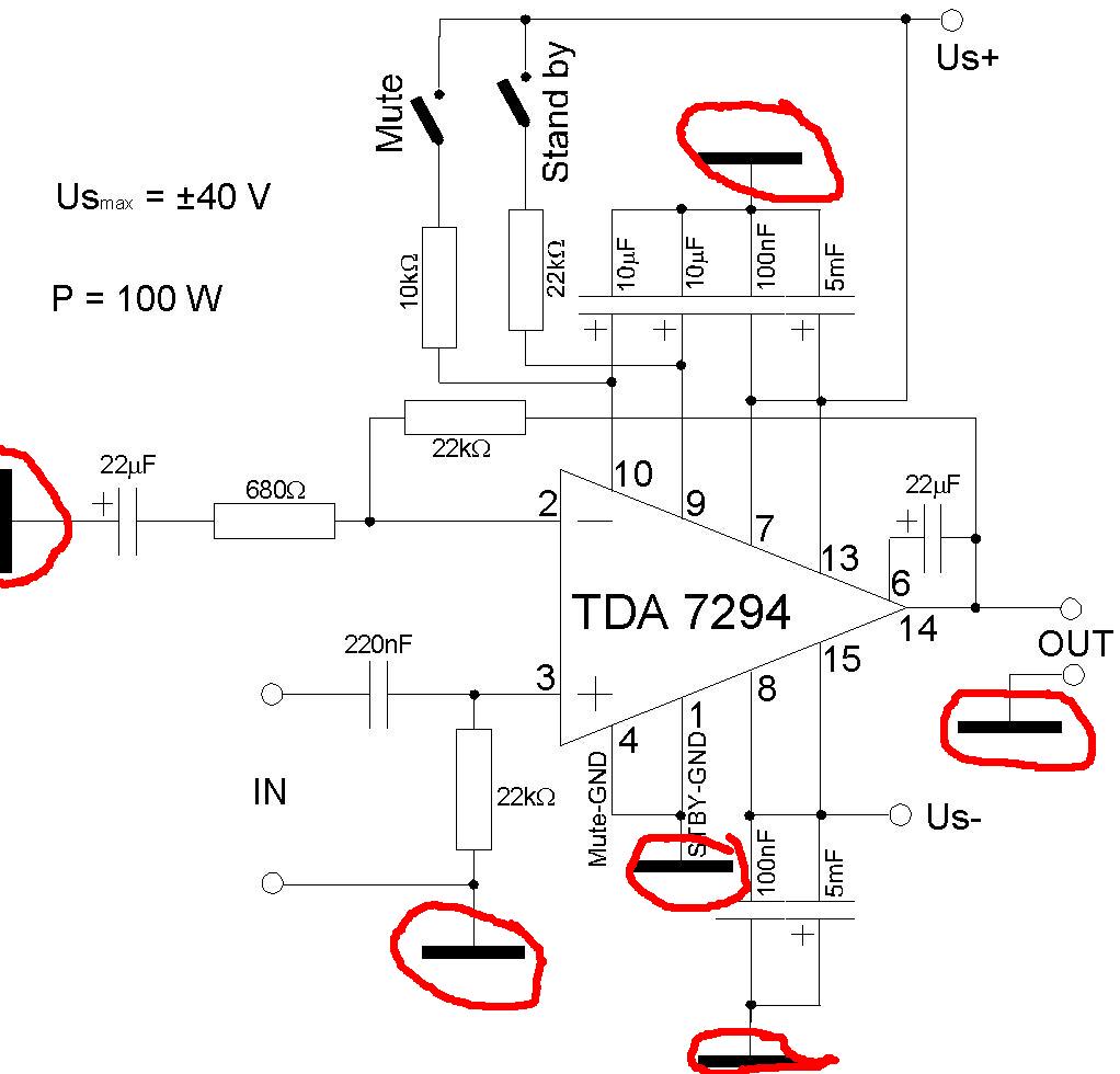 Схема с однополярным питанием tda7294