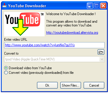  youtubeden filmi indirip avi veya mpg olarak kaydedin YouTube Downloader 2.5.3