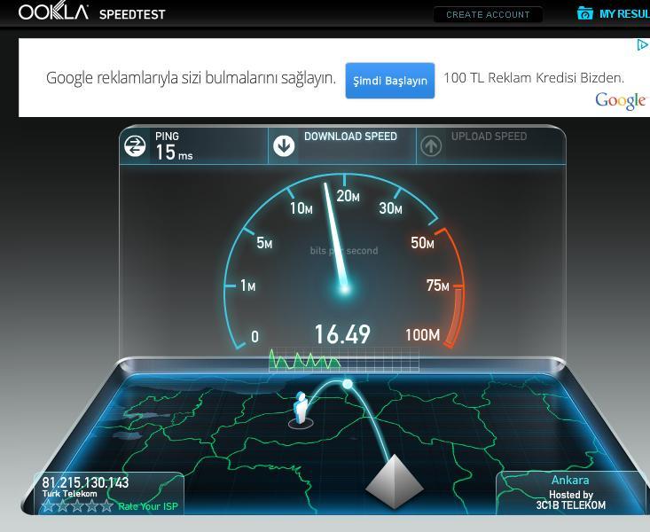  Speedtest sonuçları