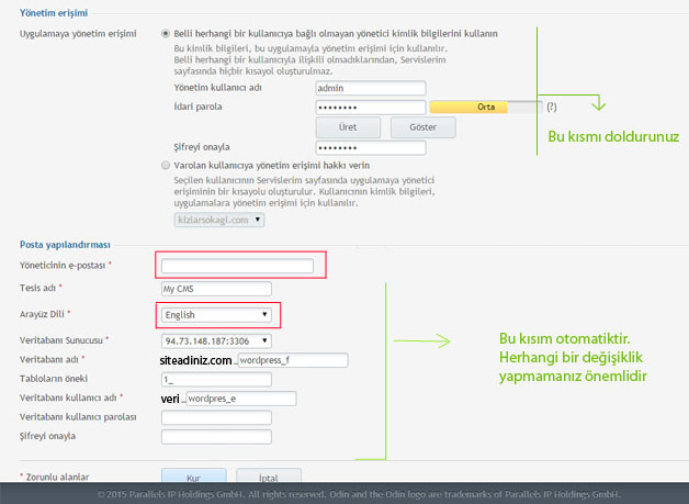  Plesk Panel'de Wordpress Kurulumu ---->