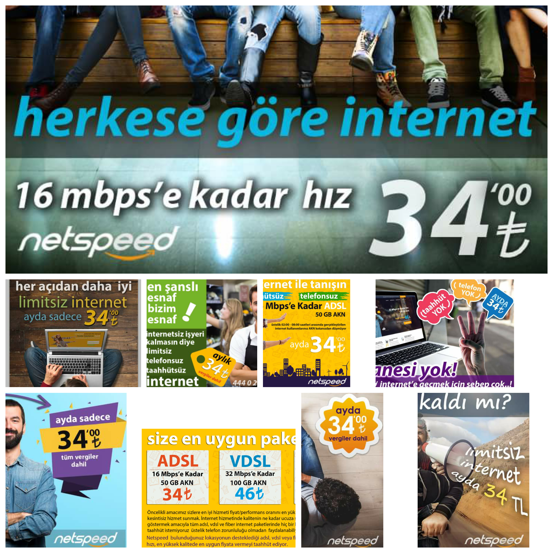 32 Mbps'e Kadar 150 GB AKN - 52 TL Netspeed Tahhütsüz Yeni Tarifeler