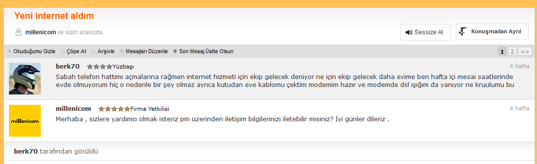 Millenicom 30 gün deneme sürümünde yaşadığım kurulum ücreti almak istemeleri