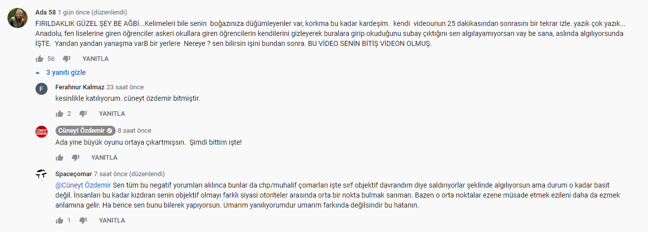 Cüneyt Özdemirin Video yorumlarına attığı ilginç cevaplar