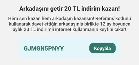 Gıbırnet Referans kodu ile İNDİRİM başladı