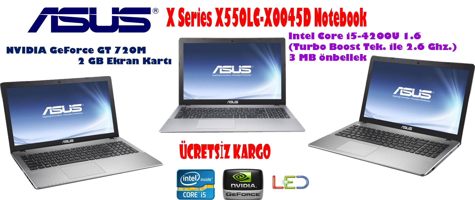  Asus X Series X550LC-XO045D Notebook SIFIR-ADINIZA FATURALI GARANTİLİ