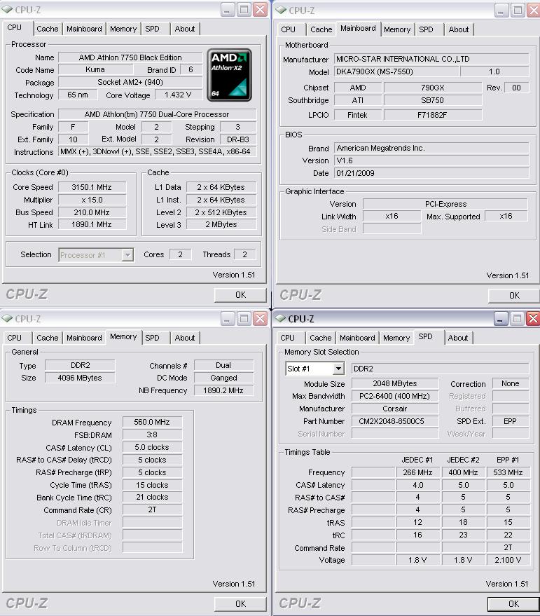  Corsiar XMS2 1066MHz CL5 ama en fazla 1000MHz yapıyor