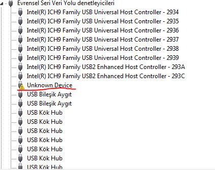  'USB Aygıtı Tanınmadı' Ve 'Unknown Device' Uyarılarını Çözemiyorum