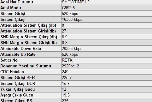  ADSL2+ 16 MBİT HIZ TESTLERİ MODEM DEĞERLERİ VE PROBLEMLERİ [GENEL BAŞLIK]