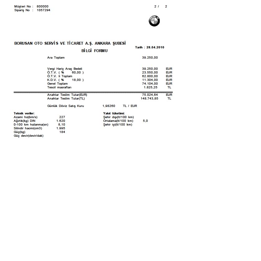  ' YENİ BMW 520d '  Fiyatı ve Donanım Listesi Belli Oldu !! (75.000 EURO)
