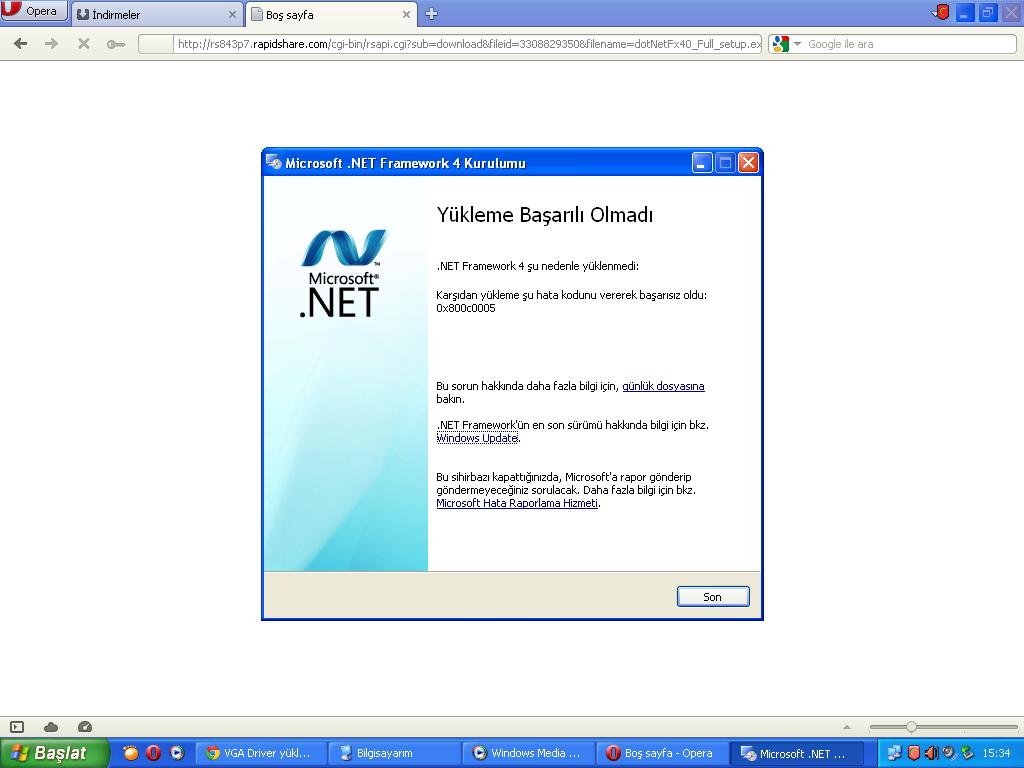  VGA Driver yükleyemiyorum !