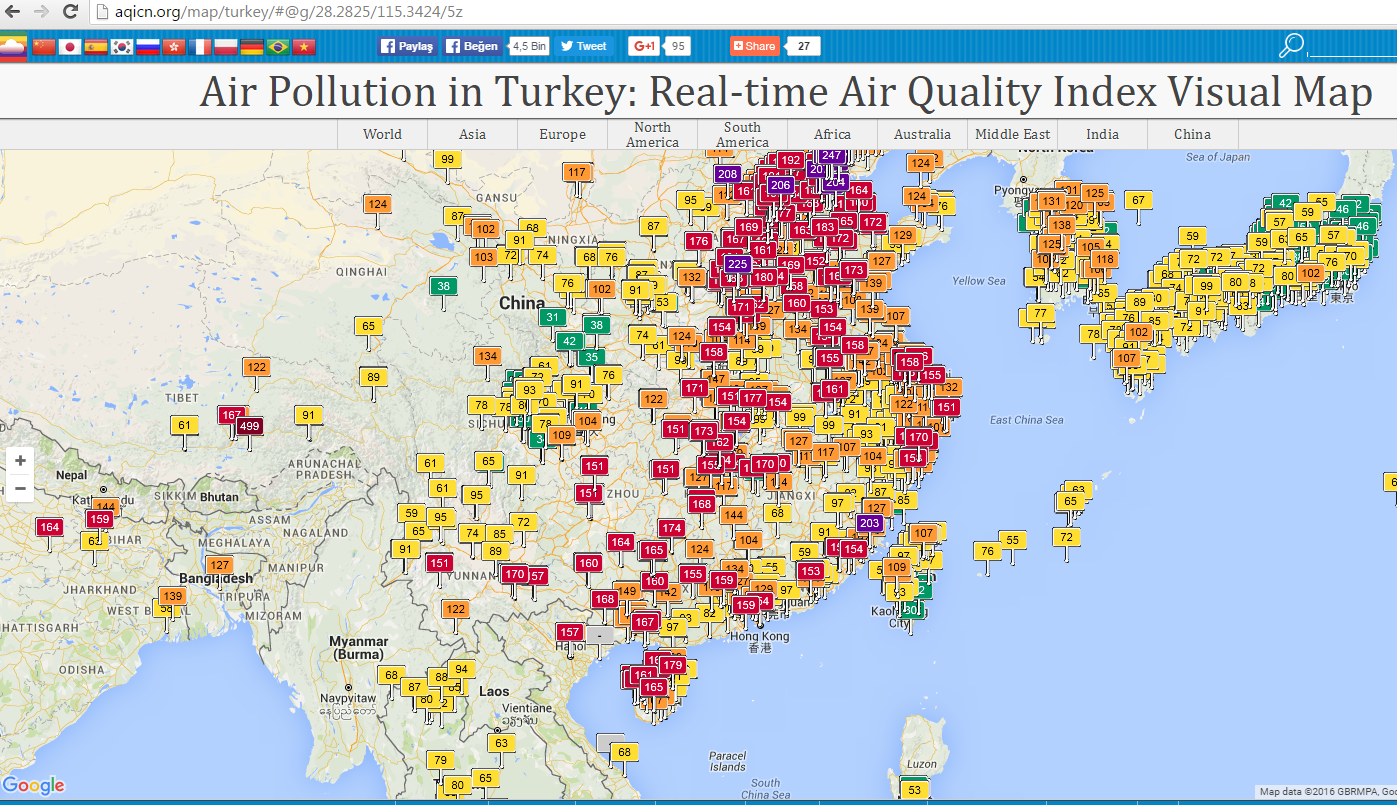  Türkiye hava kirlilik haritası