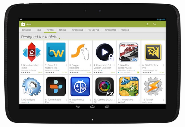 Google Play mağazası 21 Kasım'da tablet odaklı bir güncelleme alacak